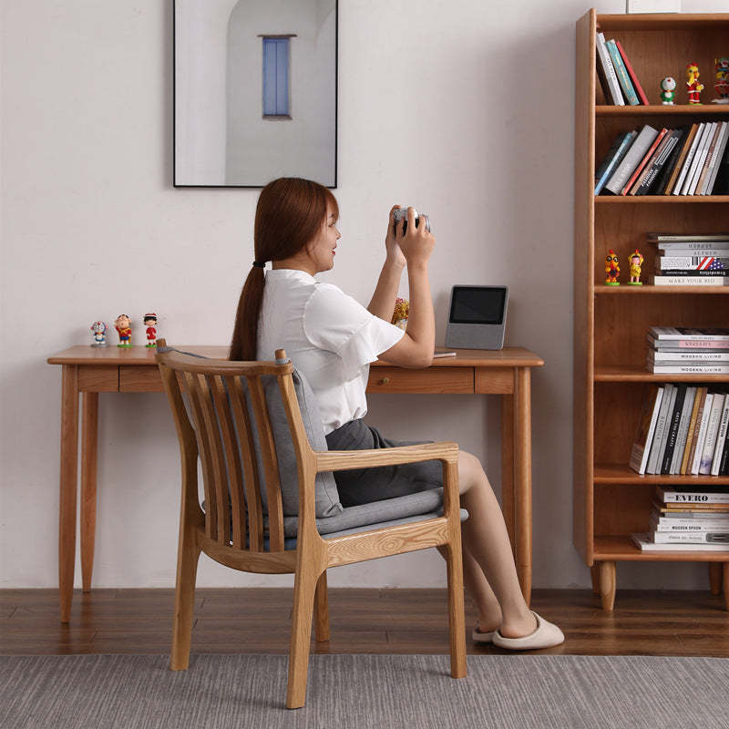 Scandinavian Square Wood Fabric Armchair