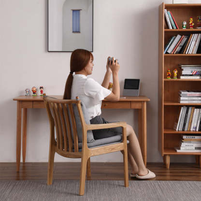 Scandinavian Square Wood Fabric Armchair
