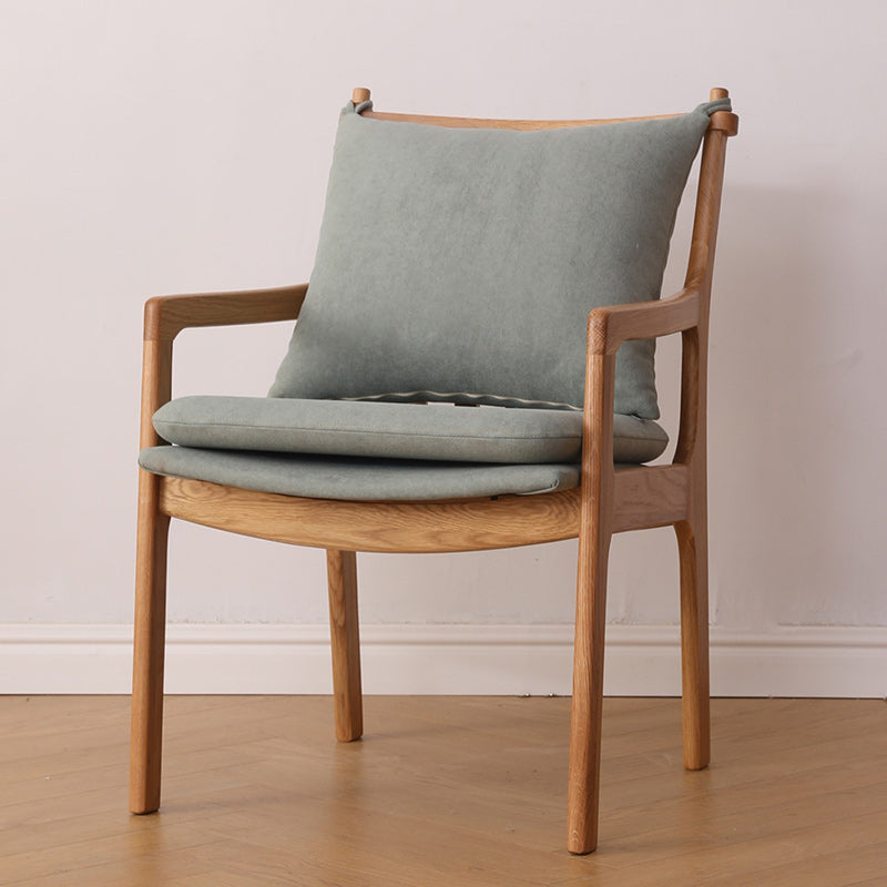 Scandinavian Square Wood Fabric Armchair