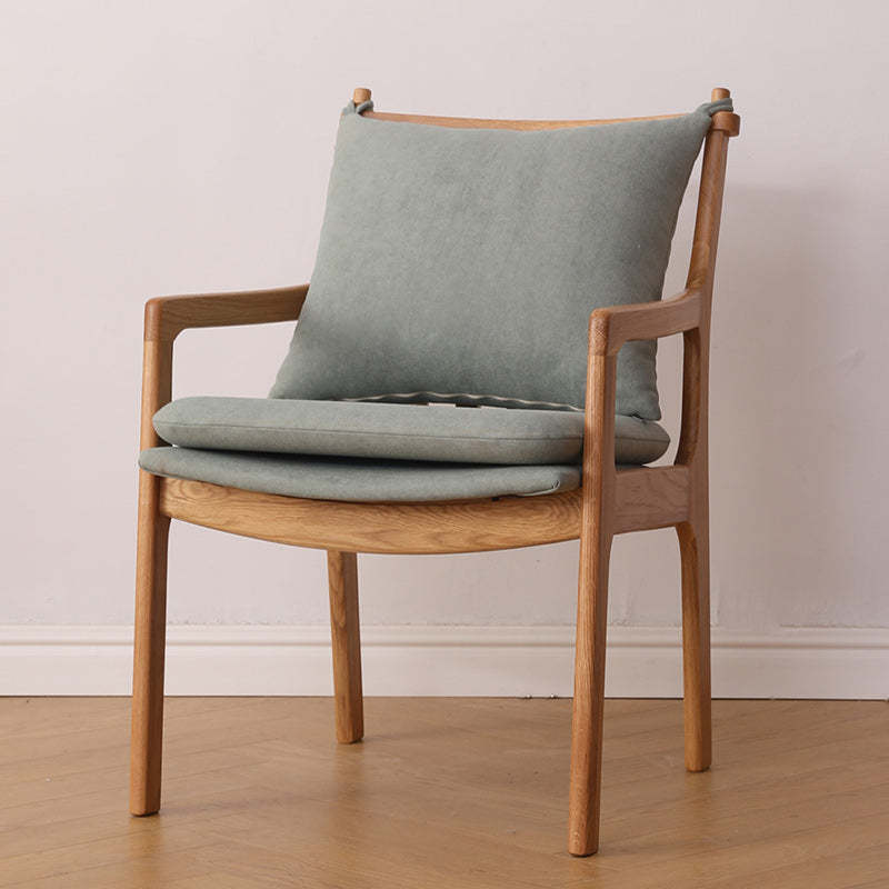 Scandinavian Square Wood Fabric Armchair