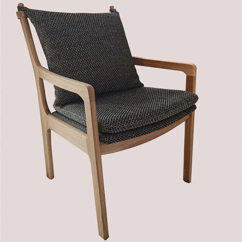 Scandinavian Square Wood Fabric Armchair