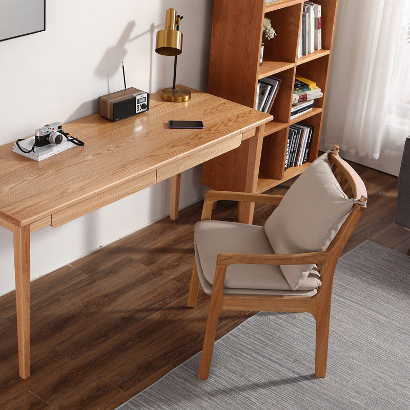 Scandinavian Square Wood Fabric Armchair