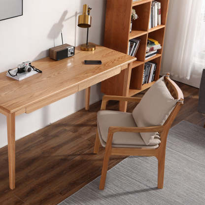 Scandinavian Square Wood Fabric Armchair