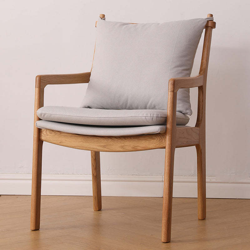 Scandinavian Square Wood Fabric Armchair — Green