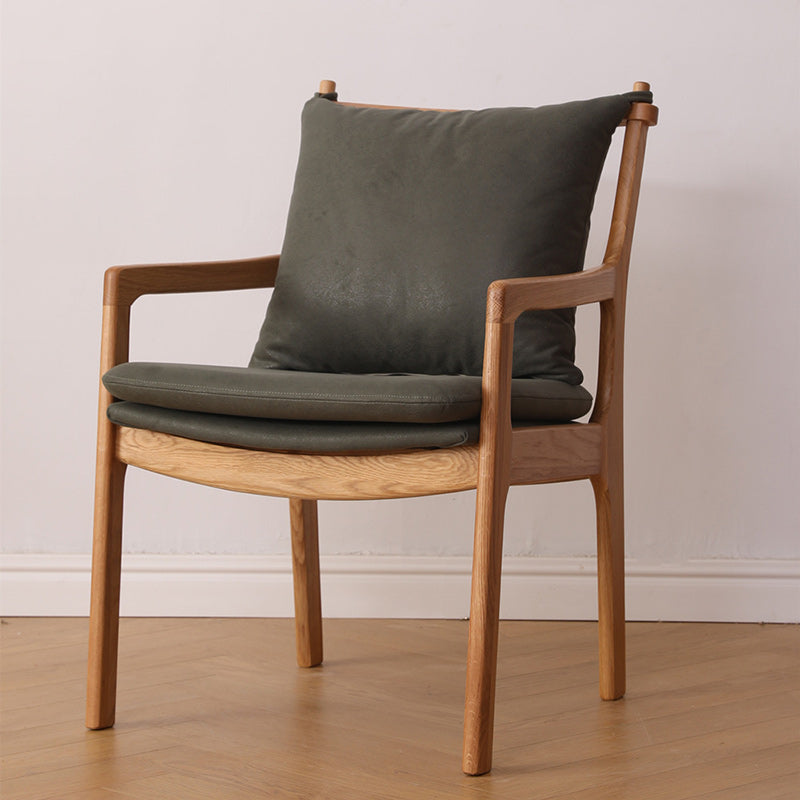 Scandinavian Square Wood Fabric Armchair