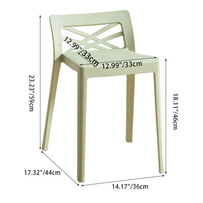 Contemporary Backless Plastic Chair — Pink