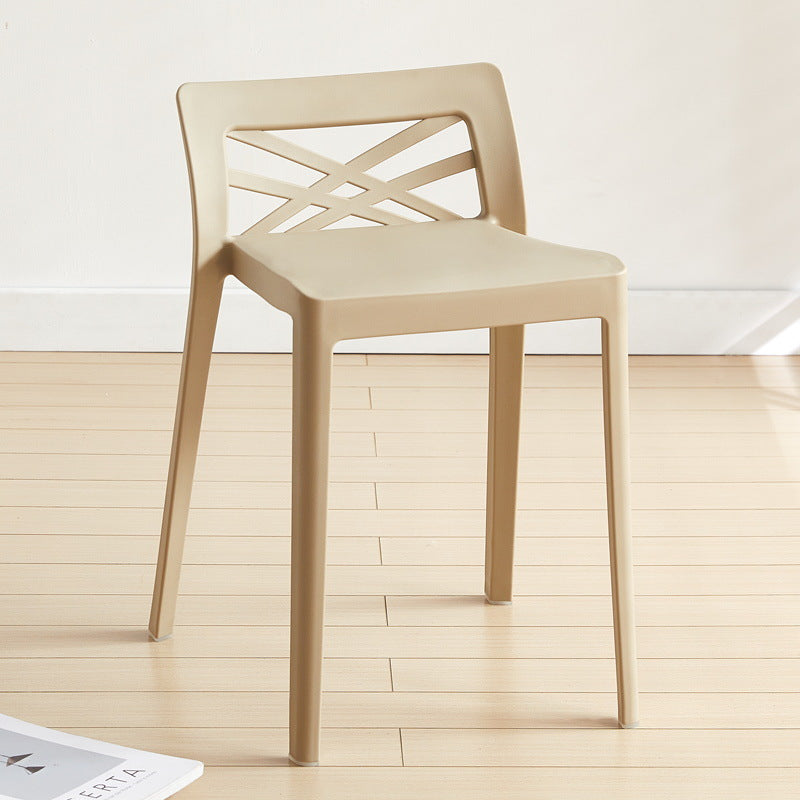 Contemporary Backless Plastic Chair — White