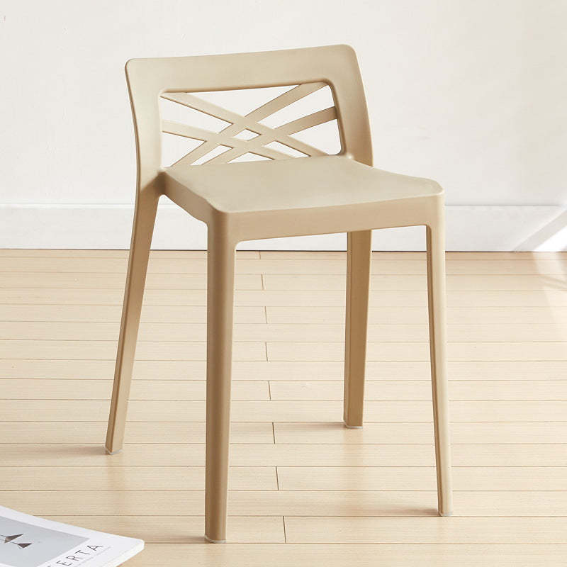 Contemporary Backless Plastic Chair — White