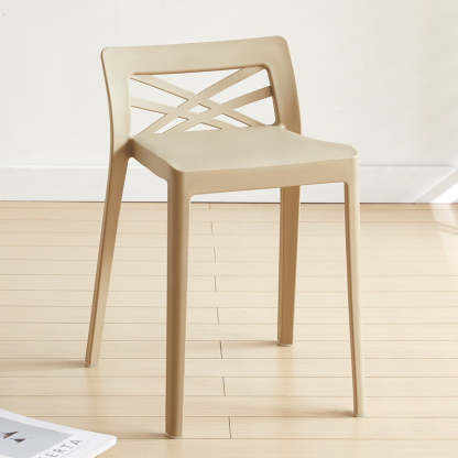 Contemporary Backless Plastic Chair — White