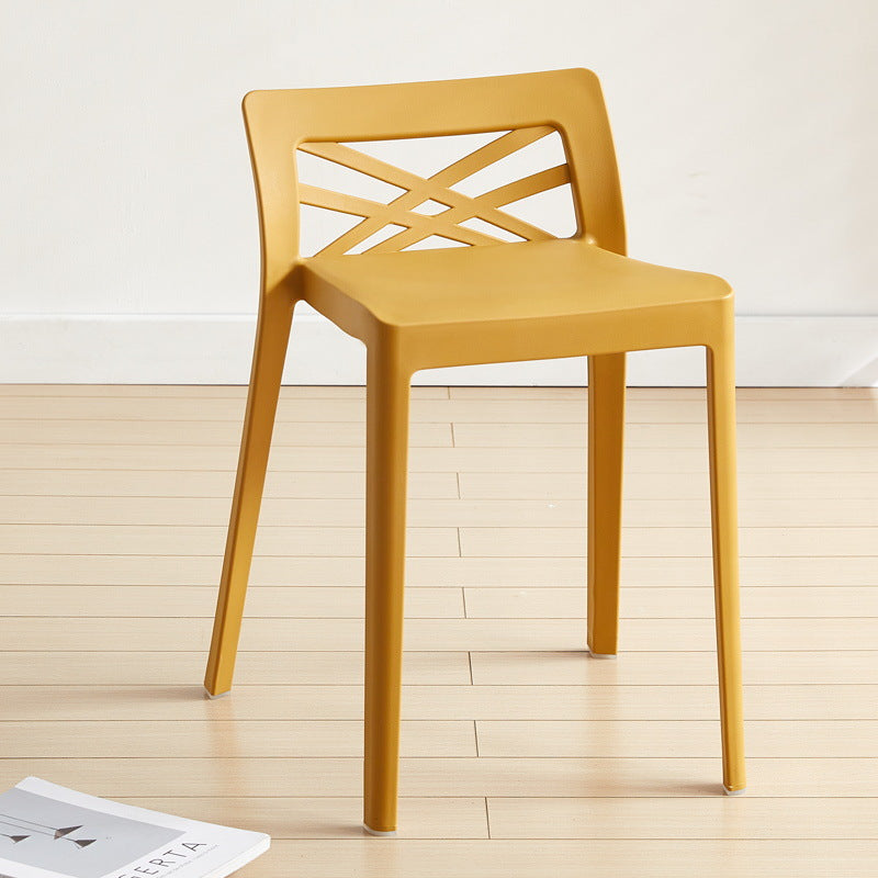 Contemporary Backless Plastic Chair - Black