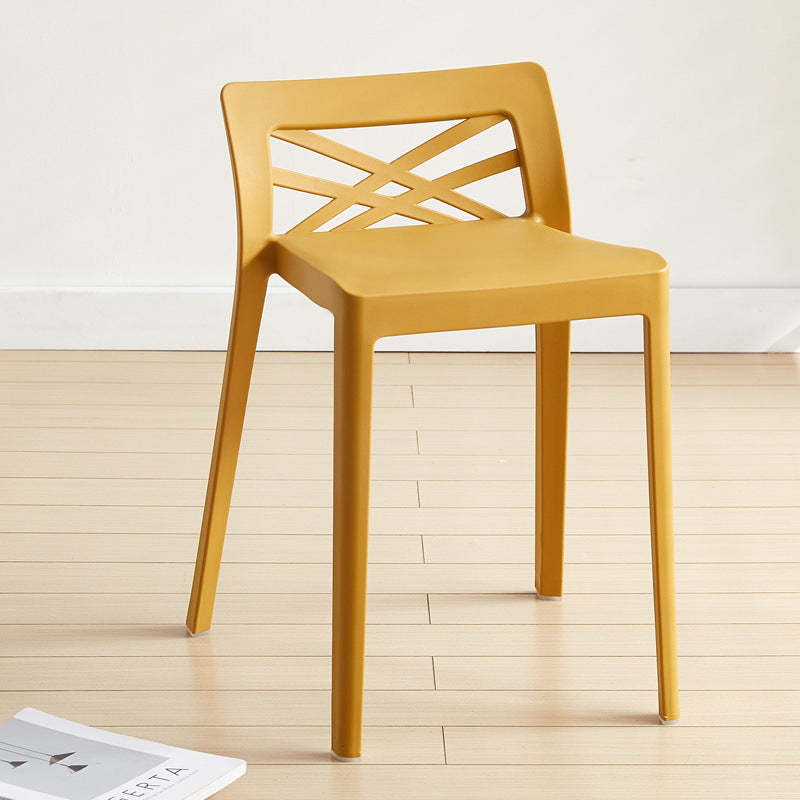 Contemporary Backless Plastic Chair — Black