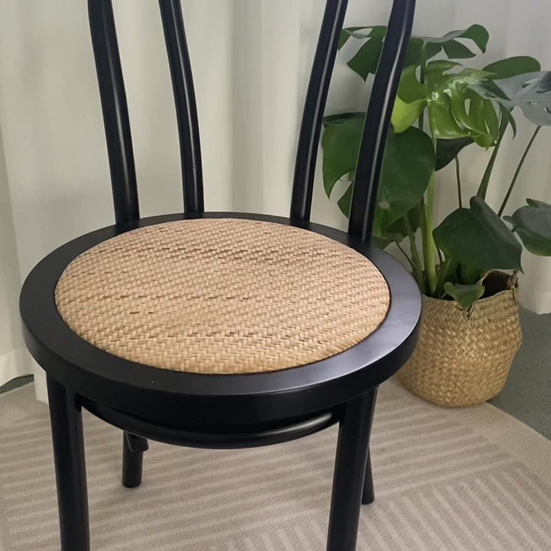 Vintage Round Wood Rattan Chair
