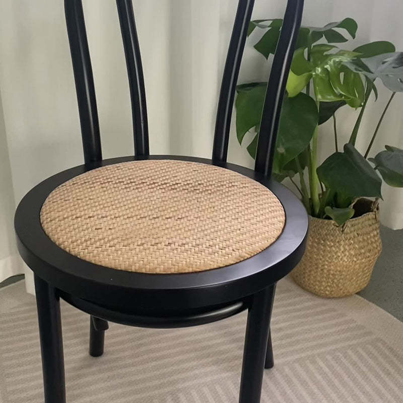 Vintage Round Wood Rattan Chair