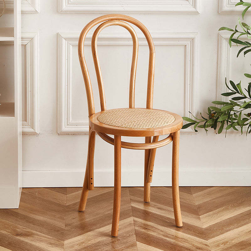 Vintage Round Wood Rattan Chair — Wood