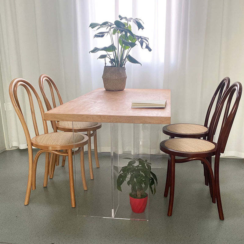 Vintage Round Wood Rattan Chair