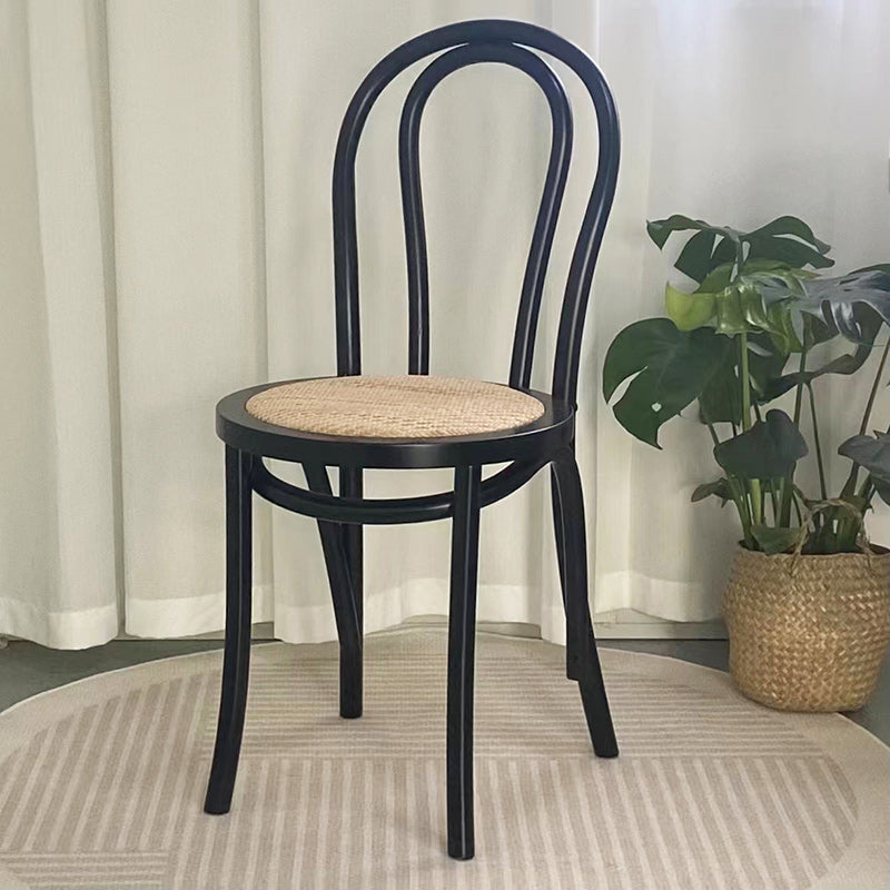 Vintage Round Wood Rattan Chair