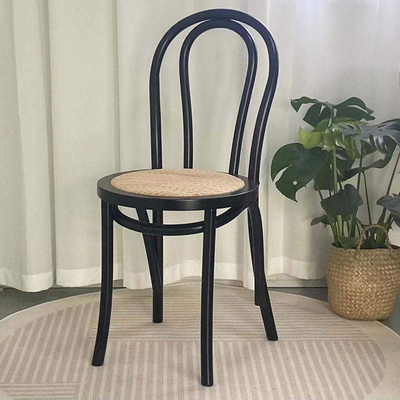 Vintage Round Wood Rattan Chair