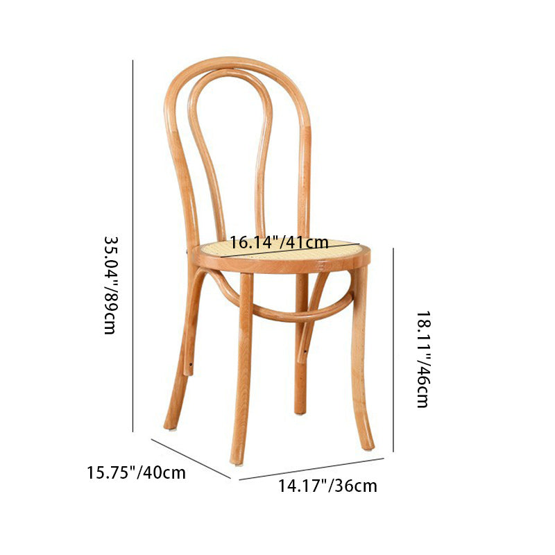 Vintage Round Wood Rattan Chair — Black