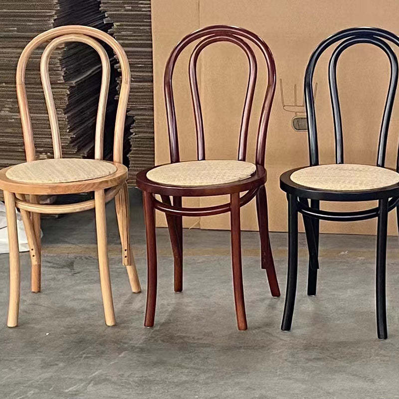 Vintage Round Wood Rattan Chair