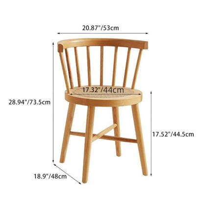 Japanese Round Wood Rattan Armless Chair — Black