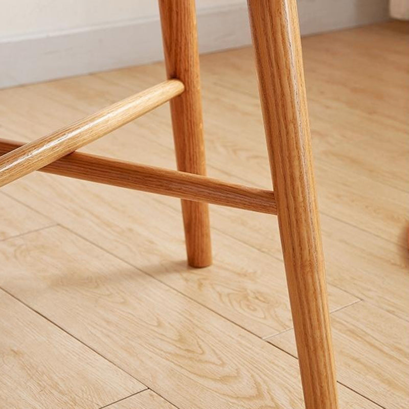 Japanese Round Wood Rattan Armless Chair