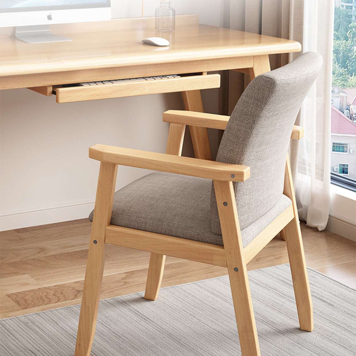 Scandinavian Wood Fabric Armchair