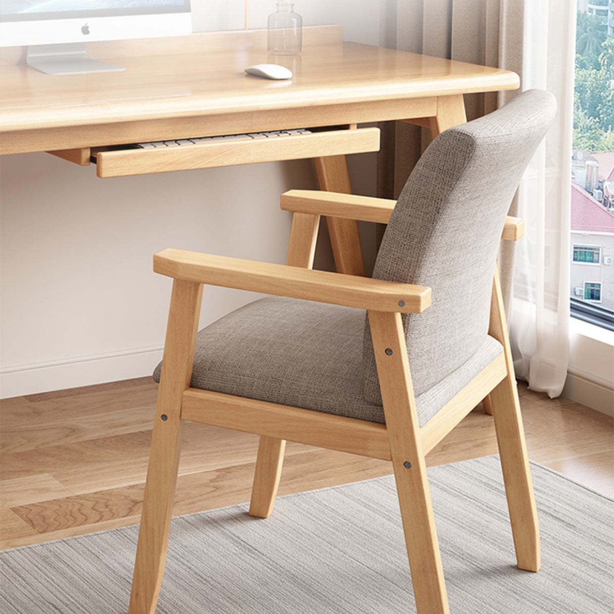 Scandinavian Wood Fabric Armchair
