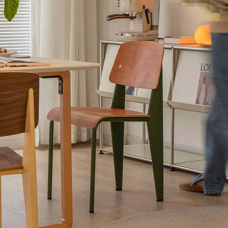 Scandinavian Wood Armless Chair — Cherry Wood Color & Black