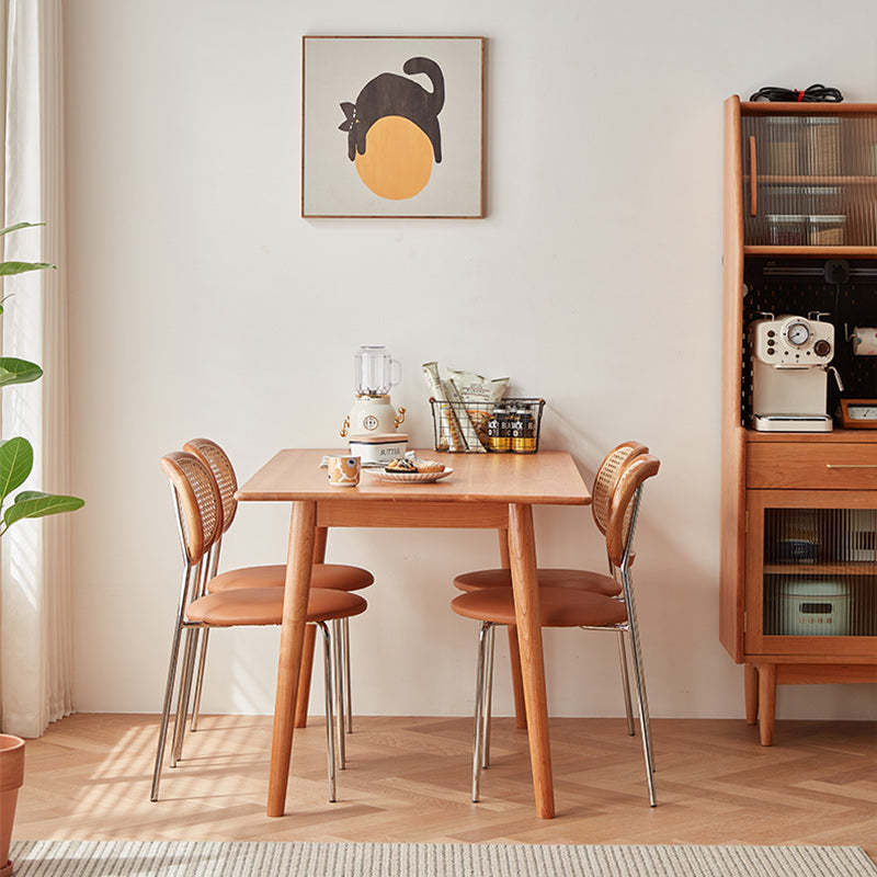 Nordic Iron Rattan Leather Armless Chair