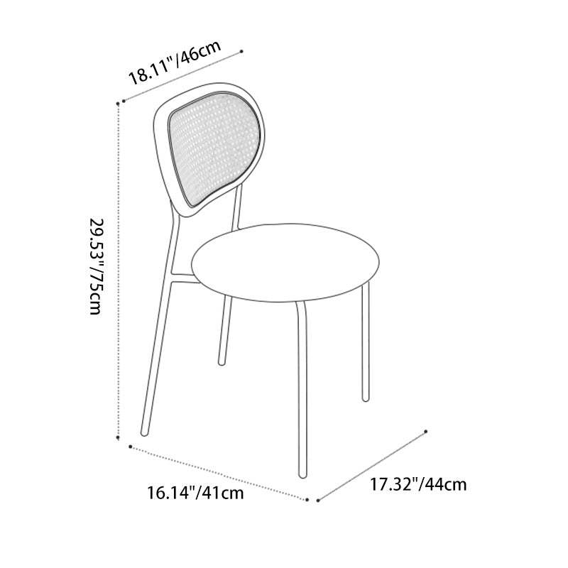 Nordic Iron Rattan Leather Armless Chair
