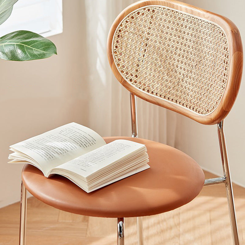 Nordic Iron Rattan Leather Armless Chair