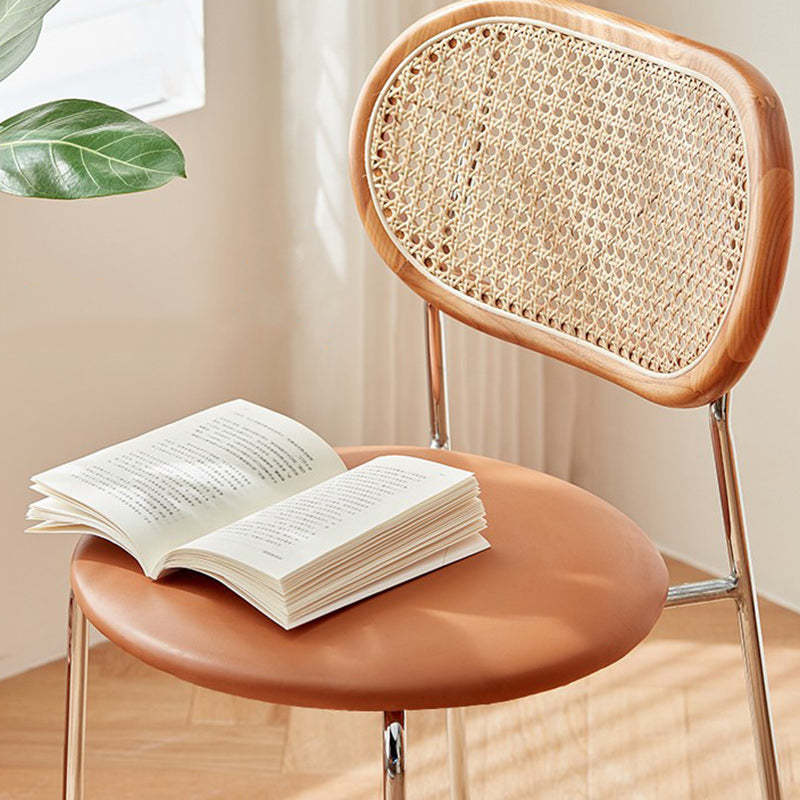 Nordic Iron Rattan Leather Armless Chair