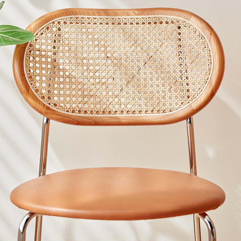 Nordic Iron Rattan Leather Armless Chair
