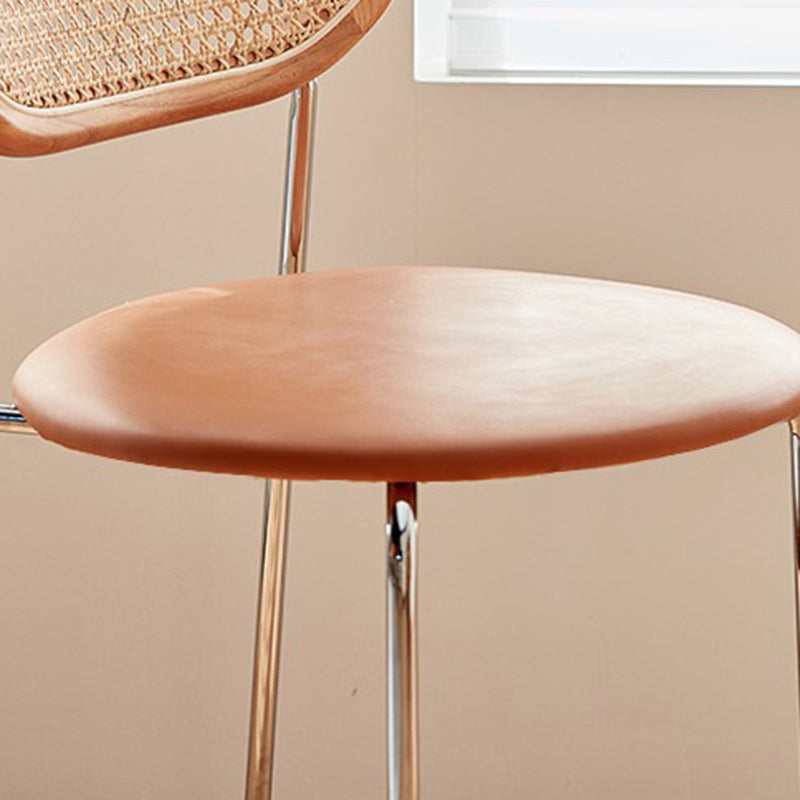 Nordic Iron Rattan Leather Armless Chair