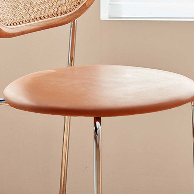 Nordic Iron Rattan Leather Armless Chair