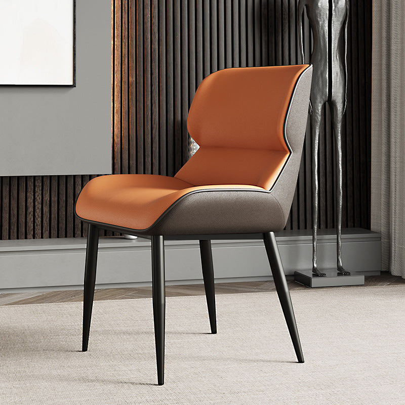 Nordic Iron Leather Armless Chair — Light Gray