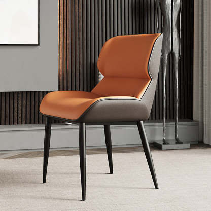 Nordic Iron Leather Armless Chair — Light Gray