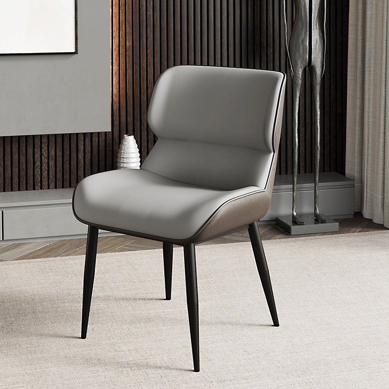 Nordic Iron Leather Armless Chair — Orange