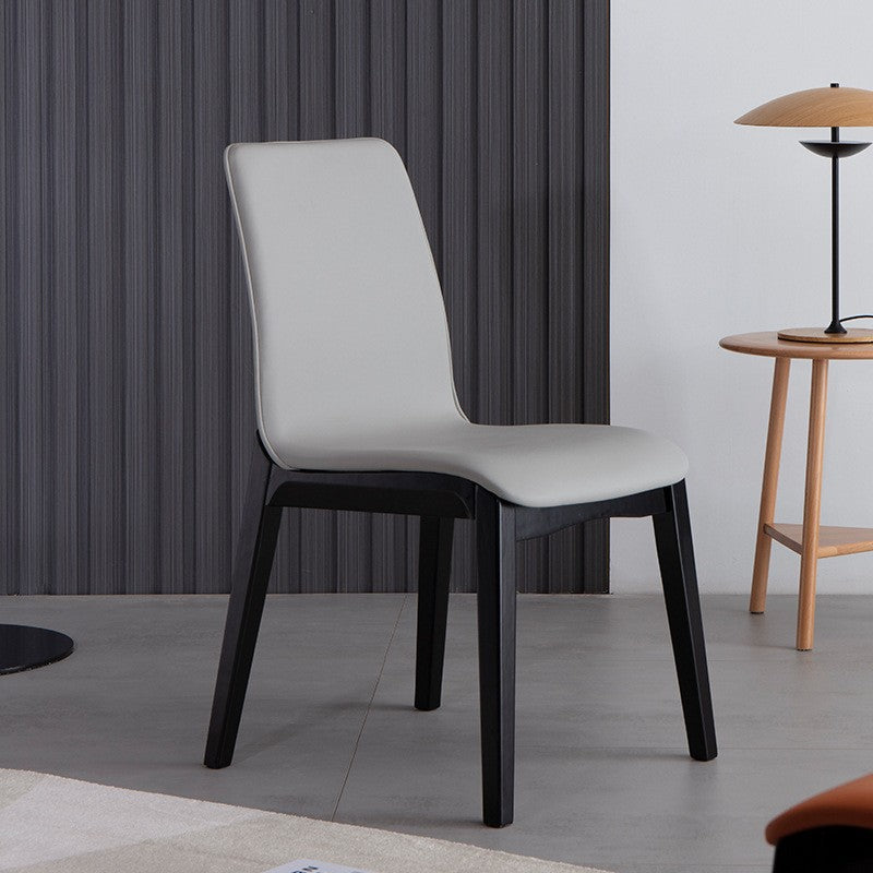 Nordic Wood Leather Dining Chair — Gray