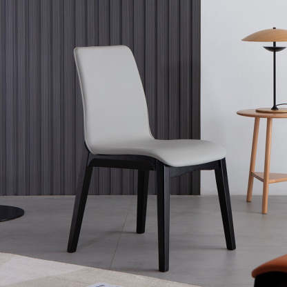 Nordic Wood Leather Dining Chair — Gray