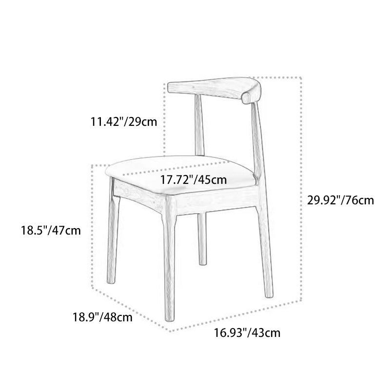 Scandinavian Wood Leather Armless Chair