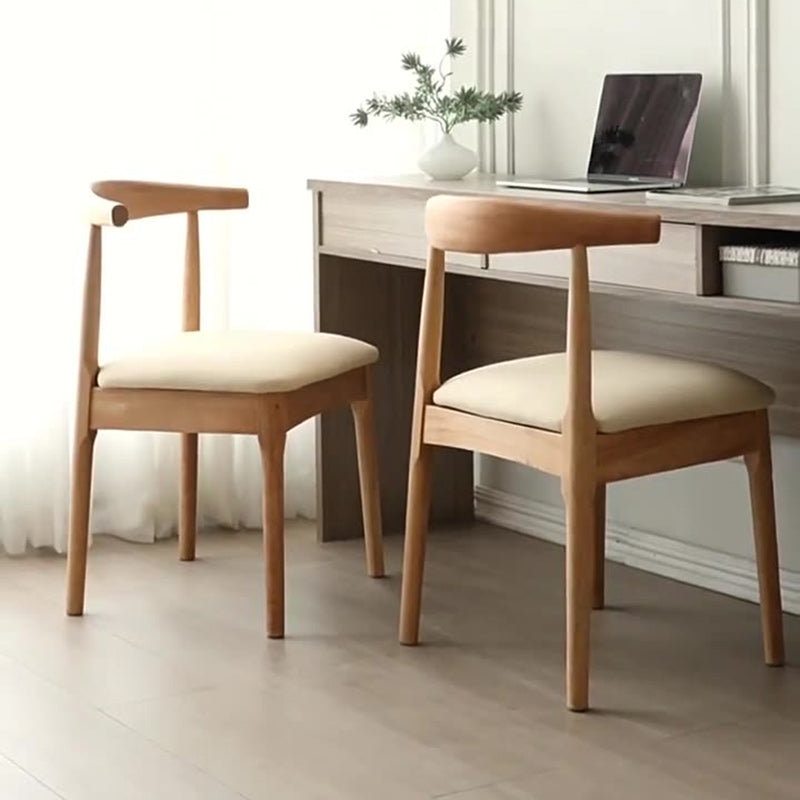Scandinavian Wood Leather Armless Chair