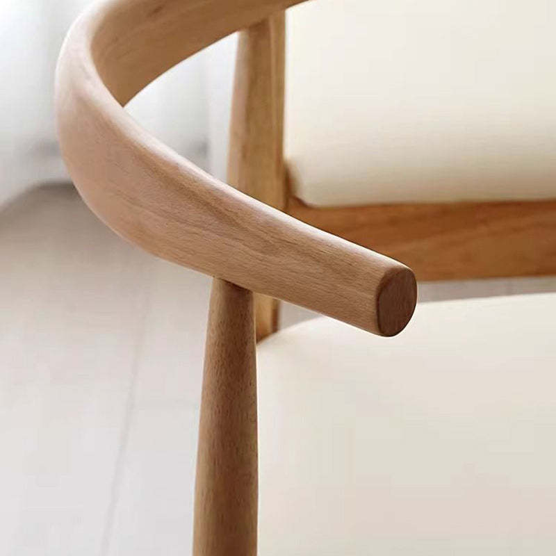 Scandinavian Wood Leather Armless Chair
