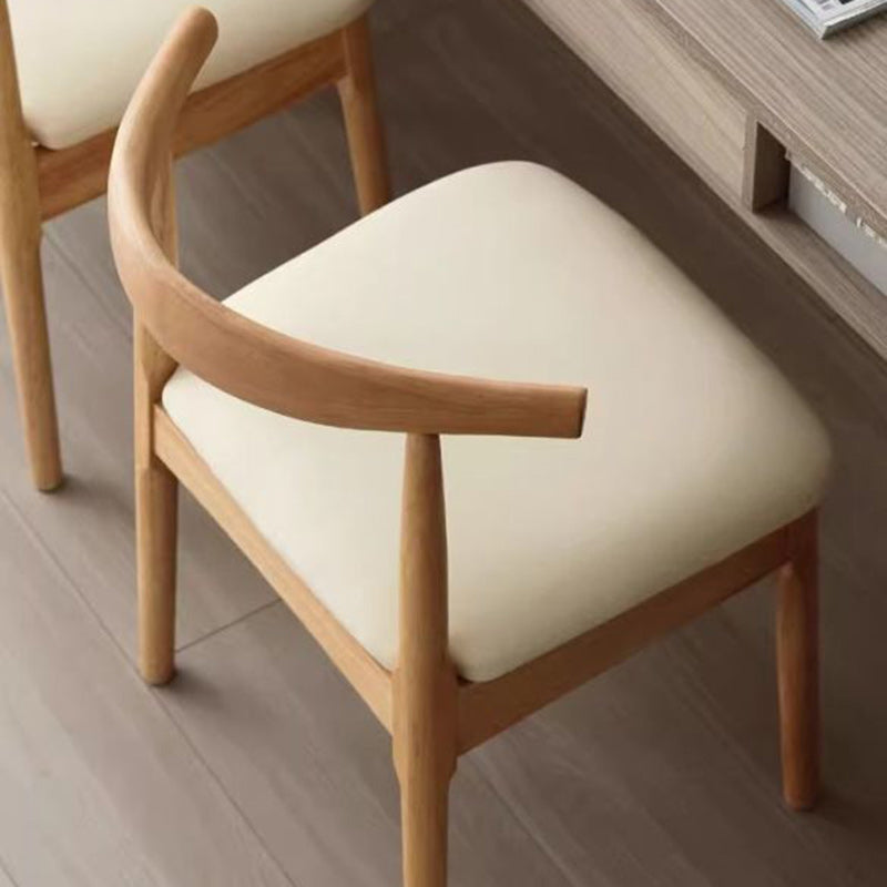 Scandinavian Wood Leather Armless Chair