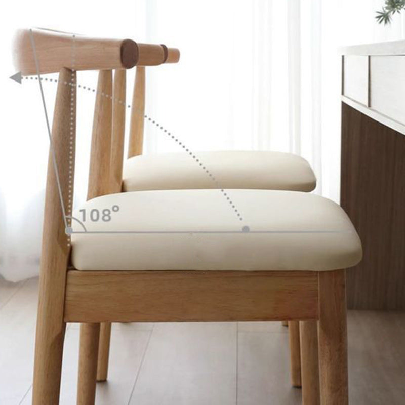 Scandinavian Wood Leather Armless Chair