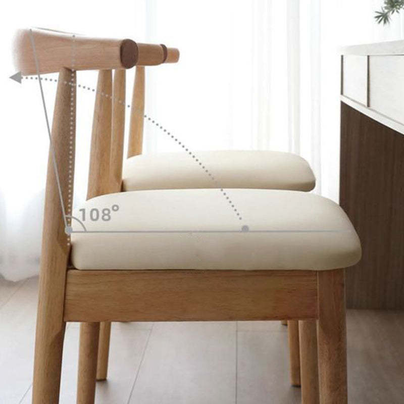 Scandinavian Wood Leather Armless Chair
