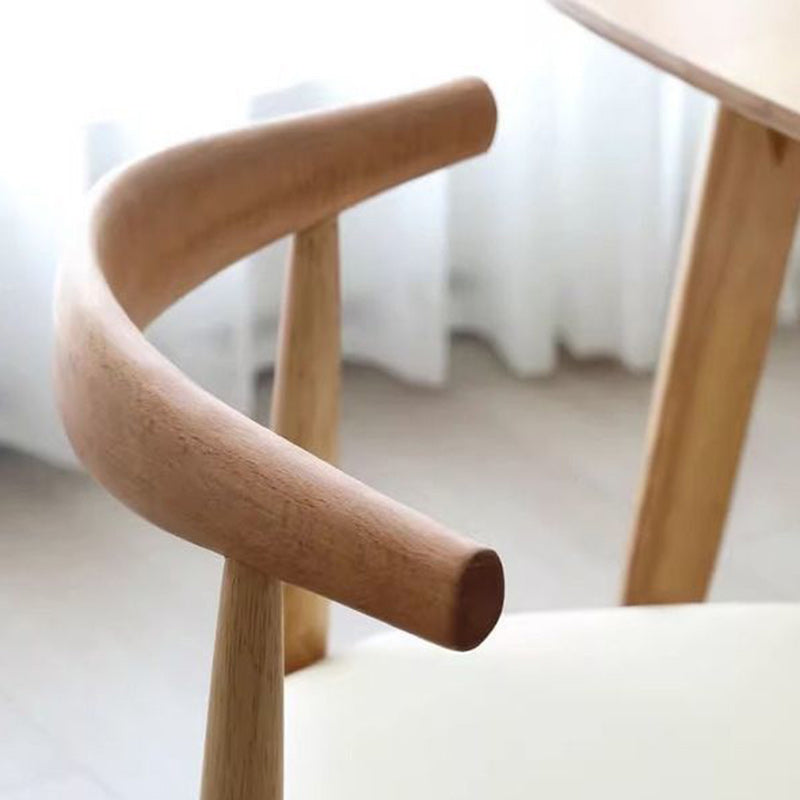 Scandinavian Wood Leather Armless Chair