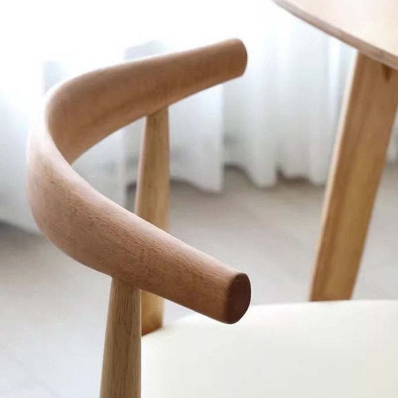 Scandinavian Wood Leather Armless Chair