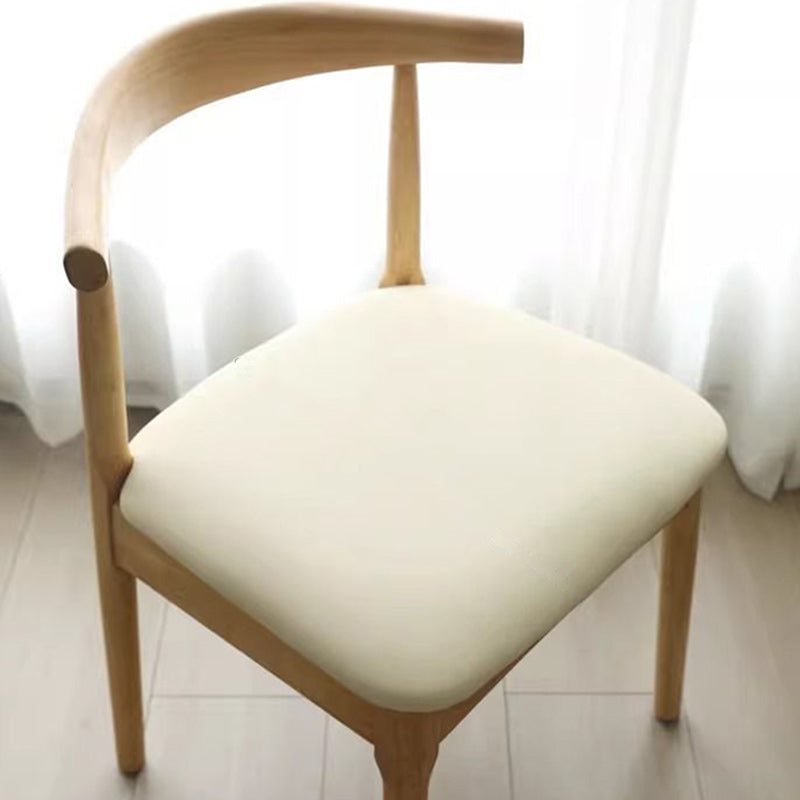 Scandinavian Wood Leather Armless Chair