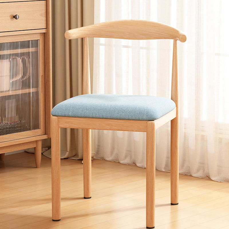 Nordic Wood Fabric Armless Chair — Blue